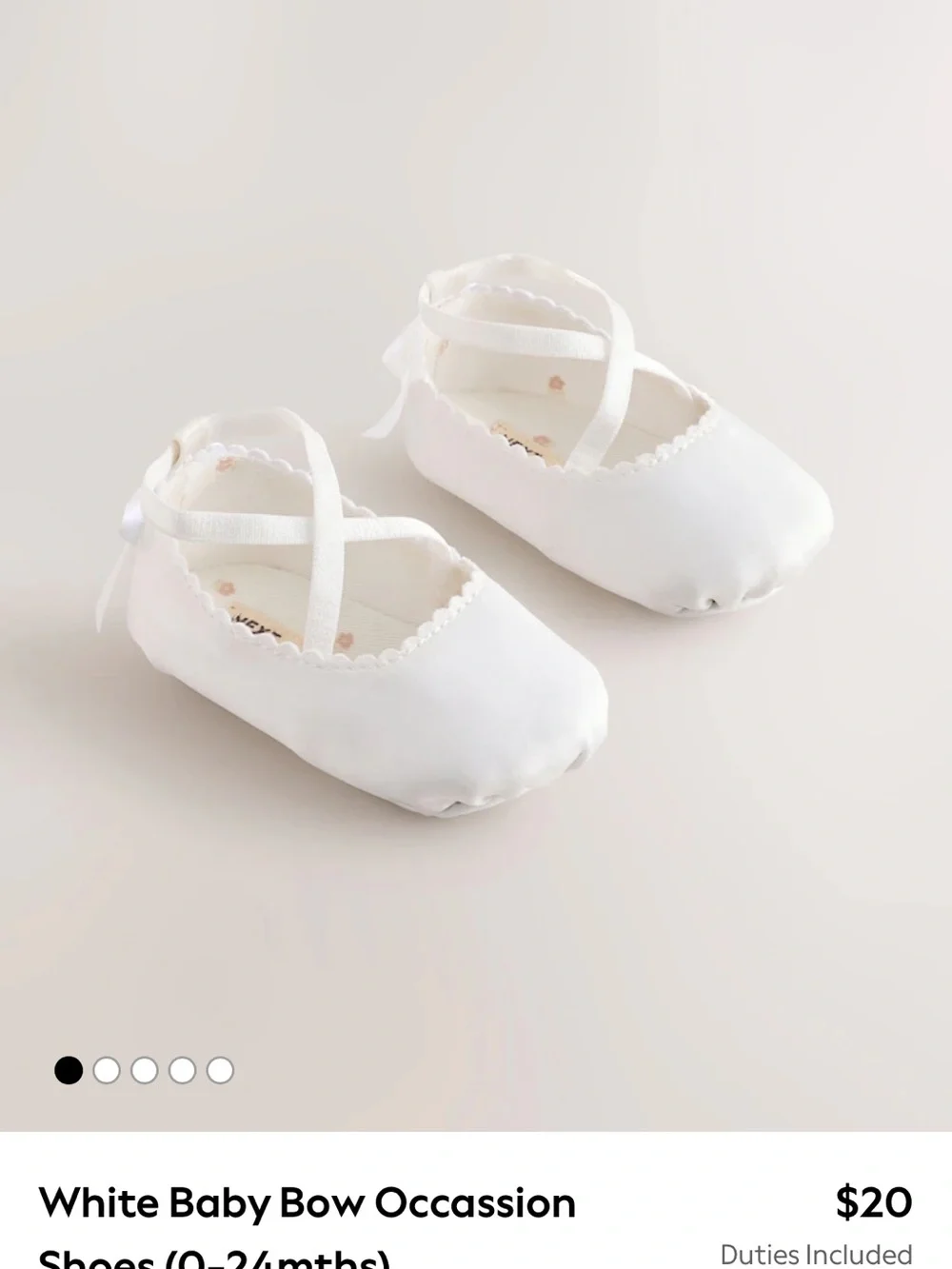 next White Baby Crisscross Bow Mary Jane Shoes